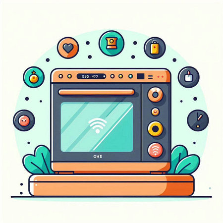 Vector illustration of Oven with different icons on the white background.のイラスト素材