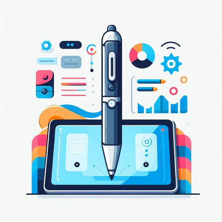 Modern flat design vector illustration concept of online education, training, training, e-learning, e-learning, distance learning, webinar, video conference.のイラスト素材