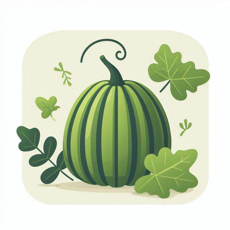 Watermelon with leaves in a flat style. Vector illustration for your design.のイラスト素材