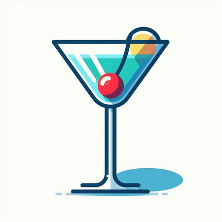 Cocktail icon. Vector illustration in flat style. Isolated on white background.のイラスト素材