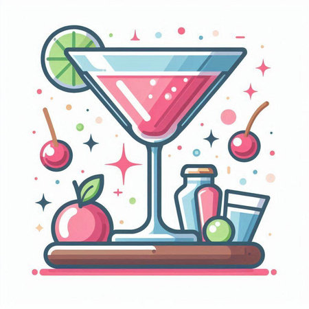 Cocktail bar icon. Vector illustration in flat cartoon style.のイラスト素材