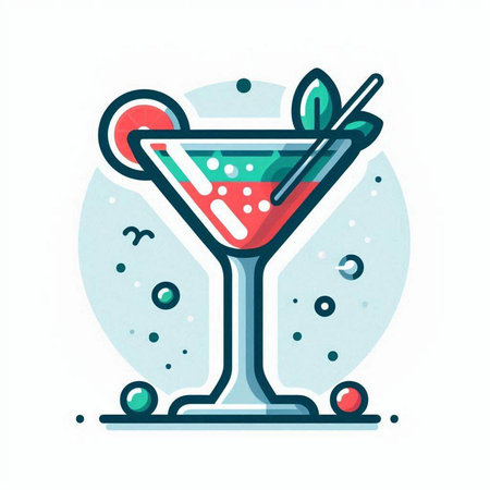 Cocktail icon in flat style on white background. Vector illustration.のイラスト素材