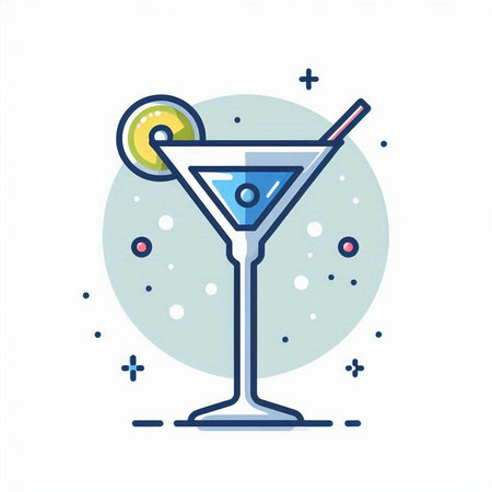 Cocktail icon in flat line style. Cocktail vector illustration.のイラスト素材