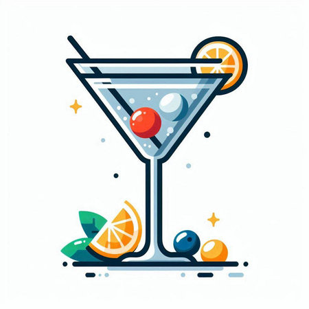 Cocktail flat vector illustration. Cocktail martini cocktail icon.のイラスト素材