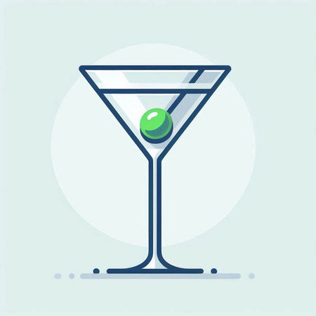 Cocktail icon. Vector illustration in flat style on blue background.のイラスト素材