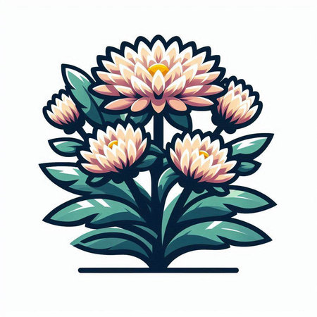 Chrysanthemum flower isolated on white background. Vector illustration.のイラスト素材