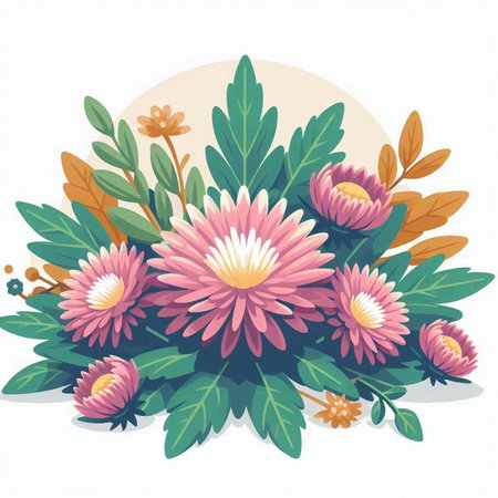 Floral bouquet with chrysanthemums. Vector illustration.のイラスト素材