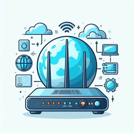 Internet of things concept. Globe, router, network, cloud computing. Vector illustrationのイラスト素材