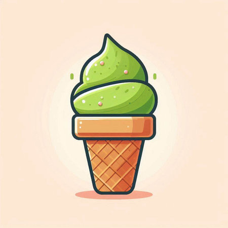 Ice cream in waffle cone. Cute cartoon style vector illustration.のイラスト素材