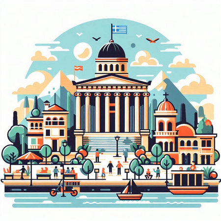 Budapest, Hungary. Capital of Hungary. Historical architecture. Vector illustration.のイラスト素材