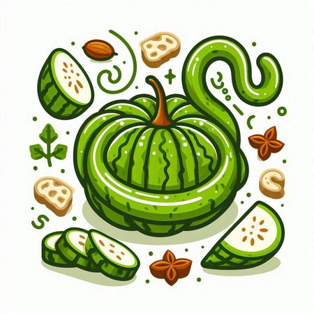 Pumpkin vector illustration. Vegetarian food. Healthy nutrition.のイラスト素材