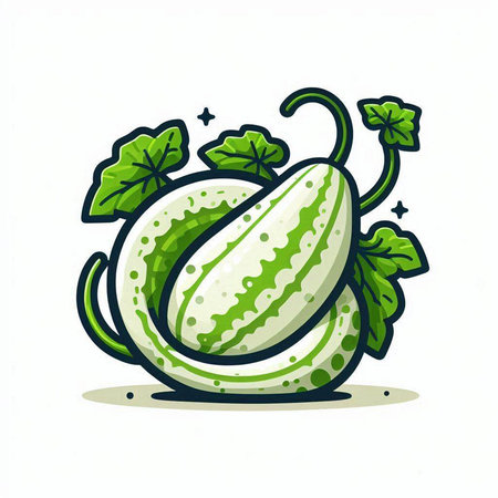 Cucumber vector illustration. Cucumis sativus.のイラスト素材