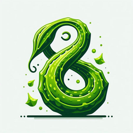 Vector illustration of a number 8 made of green cucumber on white backgroundのイラスト素材