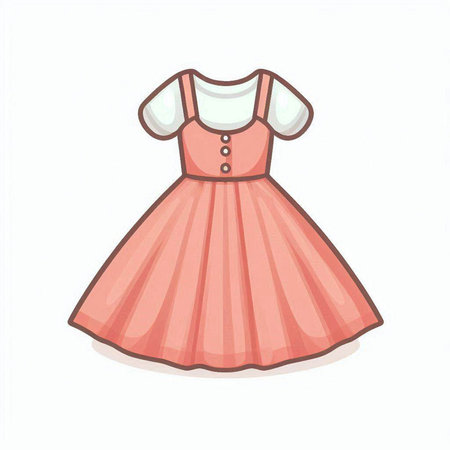 Cute pink dress isolated on a white background. Vector illustration.のイラスト素材