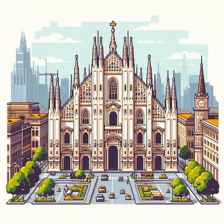 Cathedral of Saint Mary of the See in London. Vector illustrationのイラスト素材