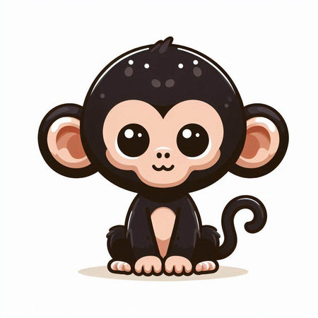 Cute cartoon monkey isolated on a white background. Vector illustration.のイラスト素材