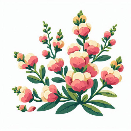 Flower bouquet with pink and white flowers. Vector illustration.のイラスト素材