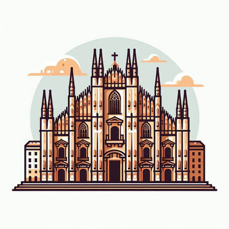 Cathedral of the Holy Cross in Barcelona, Spain. Vector illustration.のイラスト素材