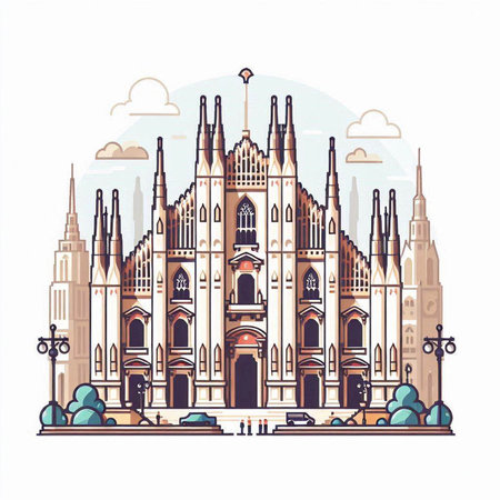Cathedral of the Sacred Heart of Jesus in Paris. Vector illustrationのイラスト素材