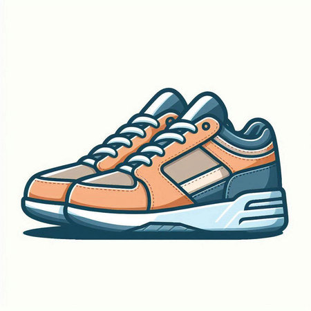 Sneakers isolated on white background. Vector illustration in cartoon style.のイラスト素材