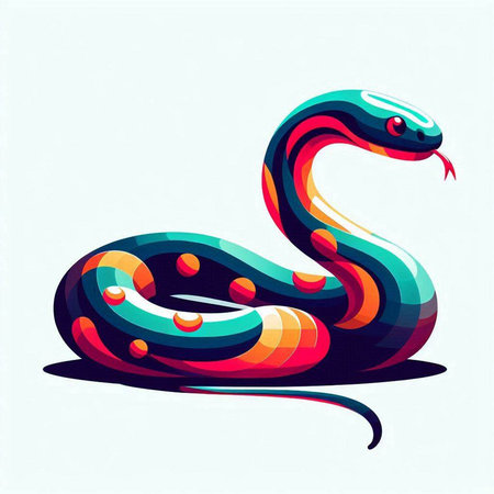 colorful snake on white background, vector illustration, eps10のイラスト素材