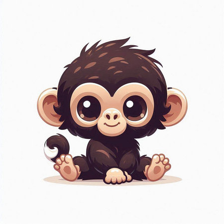 funny monkey on a white background, vector illustration, epsのイラスト素材
