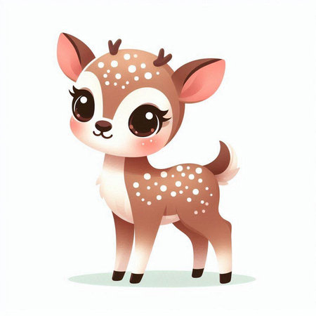 Cute cartoon deer isolated on a white background. Vector illustration.のイラスト素材