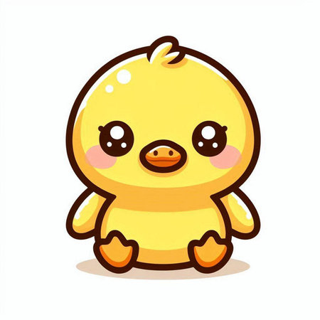 Cute little yellow chicken on white background. Vector cartoon character illustration.のイラスト素材