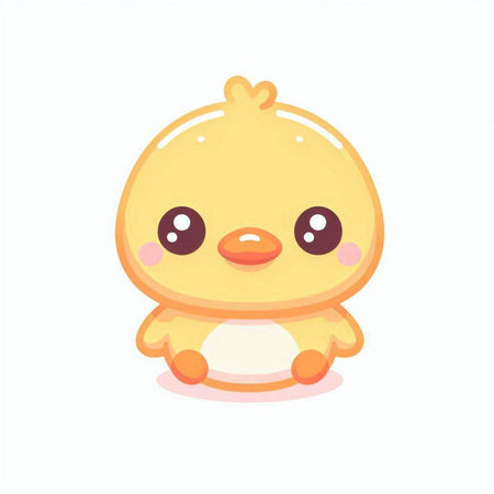 Cute cartoon baby chicken isolated on white background. Vector illustration.のイラスト素材