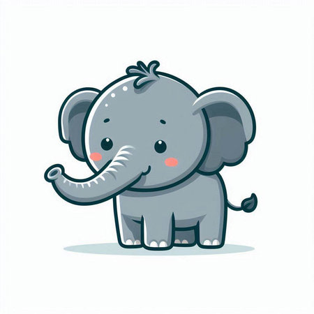 Cute cartoon elephant. Vector illustration isolated on a white background.のイラスト素材