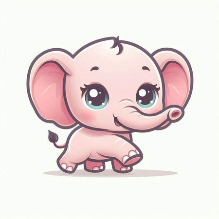 Cute baby elephant isolated on white background. Vector cartoon illustration.のイラスト素材