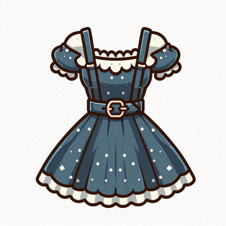 Illustration of a cute Bavarian dirndl with a beltのイラスト素材