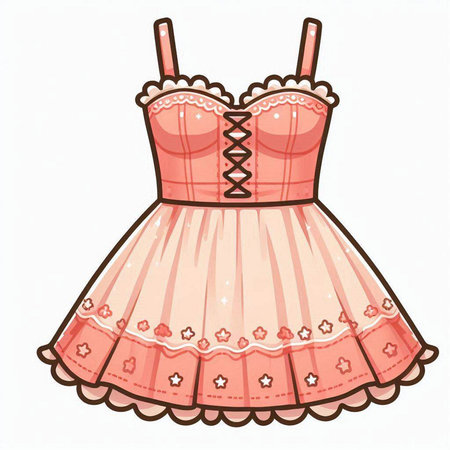 Illustration of a pink corset with floral pattern on a white backgroundのイラスト素材