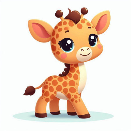 Cute cartoon giraffe. Vector illustration isolated on white background.のイラスト素材