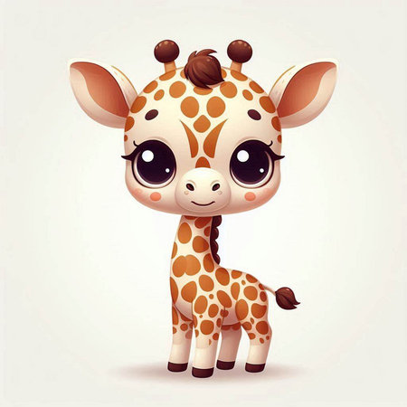 Cute cartoon giraffe on a white background. Vector illustration.のイラスト素材