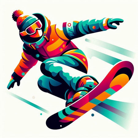 snowboarder jumping in the air - abstract vector illustration.のイラスト素材