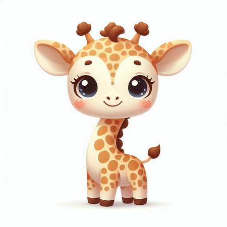 Cute baby giraffe isolated on white background. Vector illustration.のイラスト素材