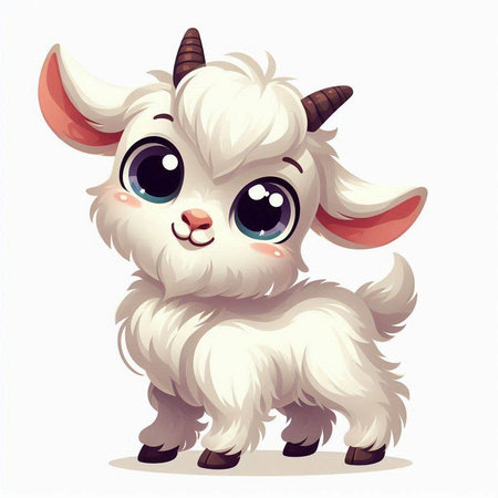 Cute cartoon goat isolated on a white background. Vector illustration.のイラスト素材