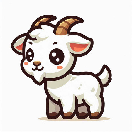 Cute cartoon goat isolated on a white background. Vector illustration.のイラスト素材