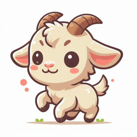 Vector illustration of cute cartoon goat on white background. Animal character.のイラスト素材