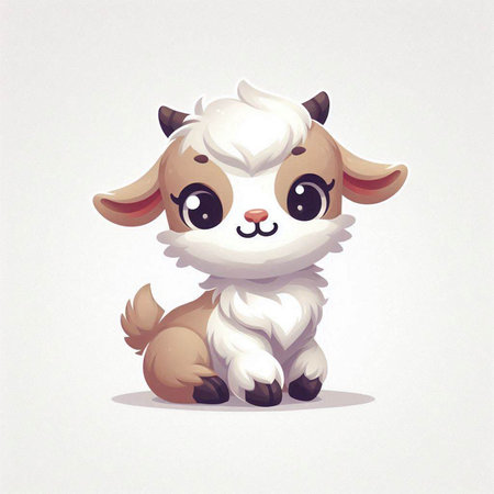 Cute cartoon goat isolated on a white background. Vector illustration.のイラスト素材