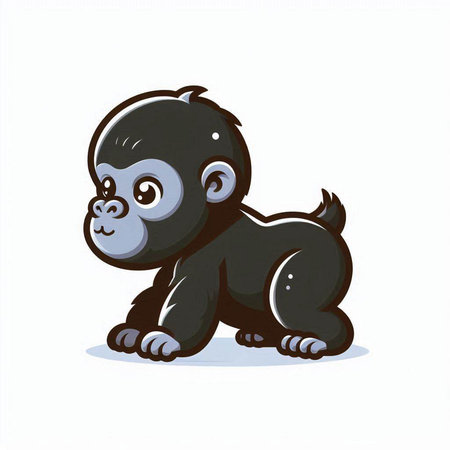 Illustration of a cute gorilla on a white background, vector illustrationのイラスト素材
