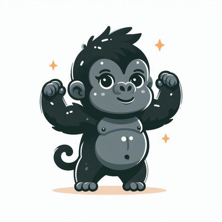 Cute cartoon gorilla. Vector illustration isolated on a white background.のイラスト素材