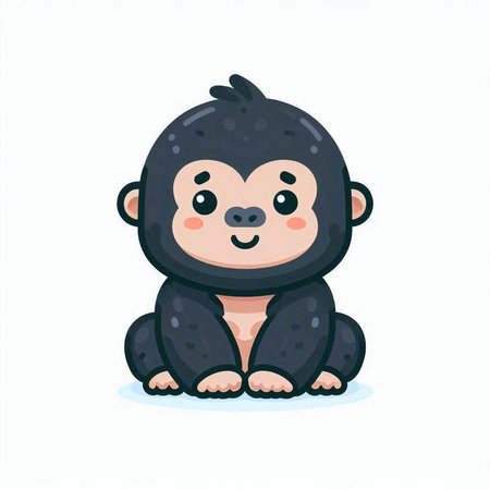 Cute cartoon monkey. Vector illustration isolated on a white background.のイラスト素材