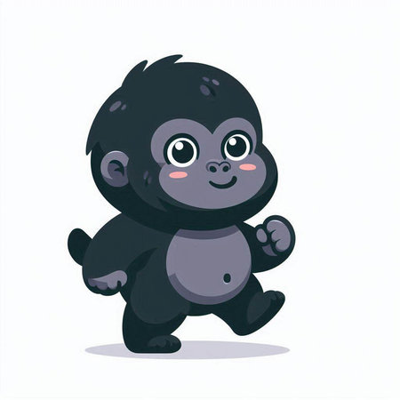 Cute cartoon gorilla. Vector illustration isolated on a white background.のイラスト素材