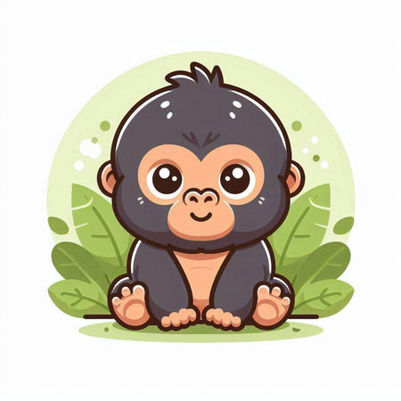 Cute monkey sitting in the jungle. Vector cartoon character illustration.のイラスト素材