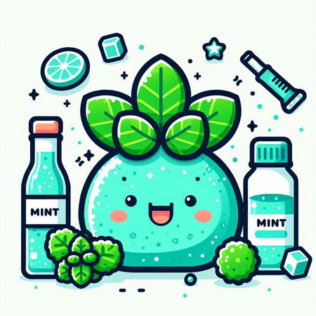 Cute kawaii celery fruit character. Vector illustration.のイラスト素材