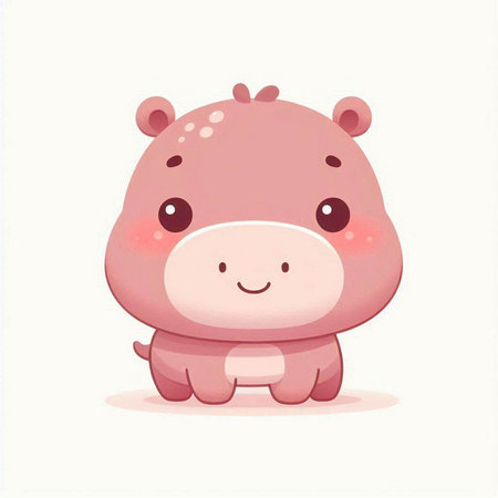 Cute hippo. Vector illustration. Isolated on white background.のイラスト素材