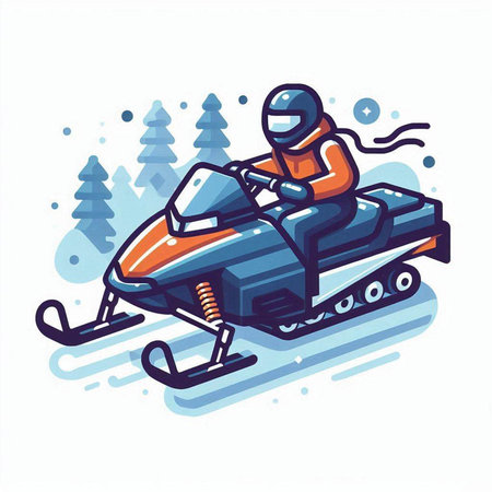 Snowmobile. Winter sport. Vector illustration in a flat style.のイラスト素材