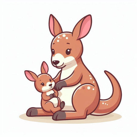 Kangaroo with a baby kangaroo. Vector illustration.のイラスト素材